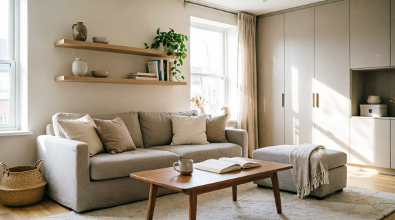 Minimal clutter free living room