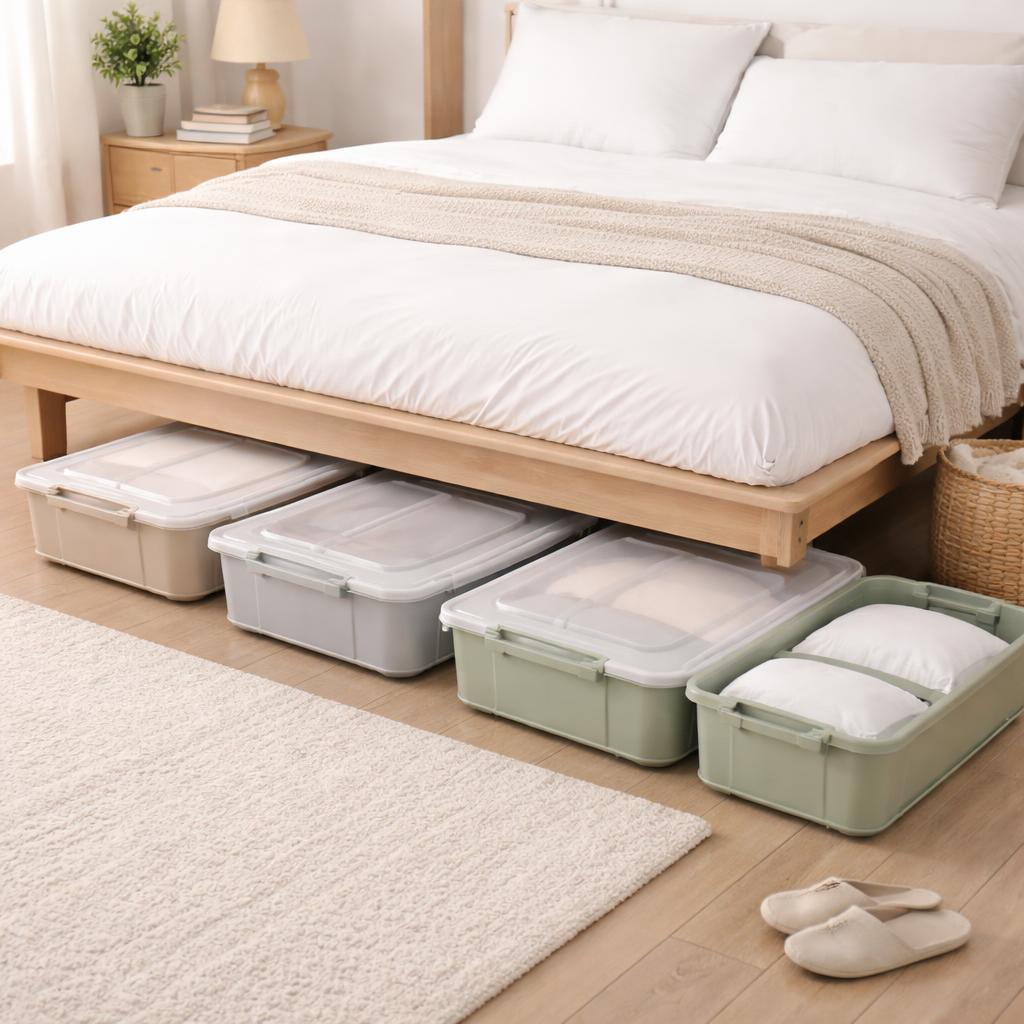 Minimal bedroom hidden storage