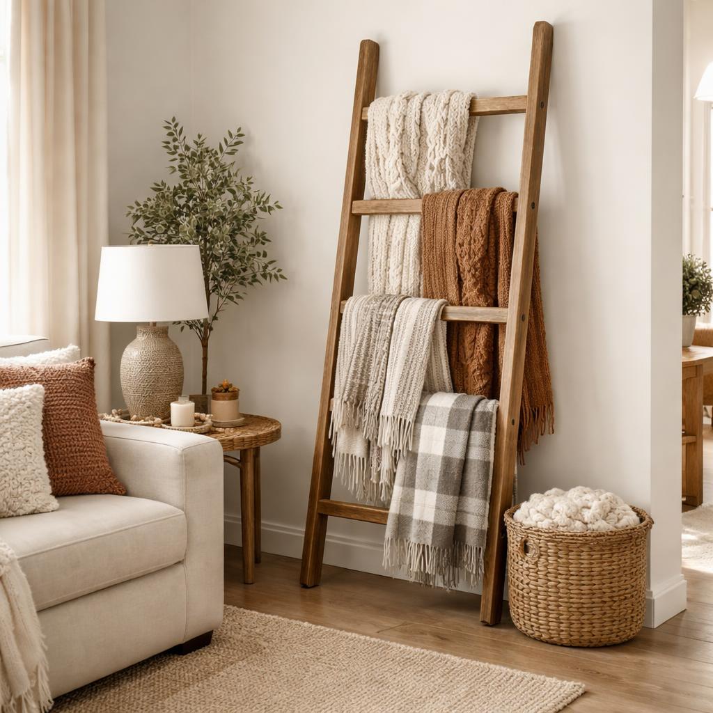 decorative ladder for blankets