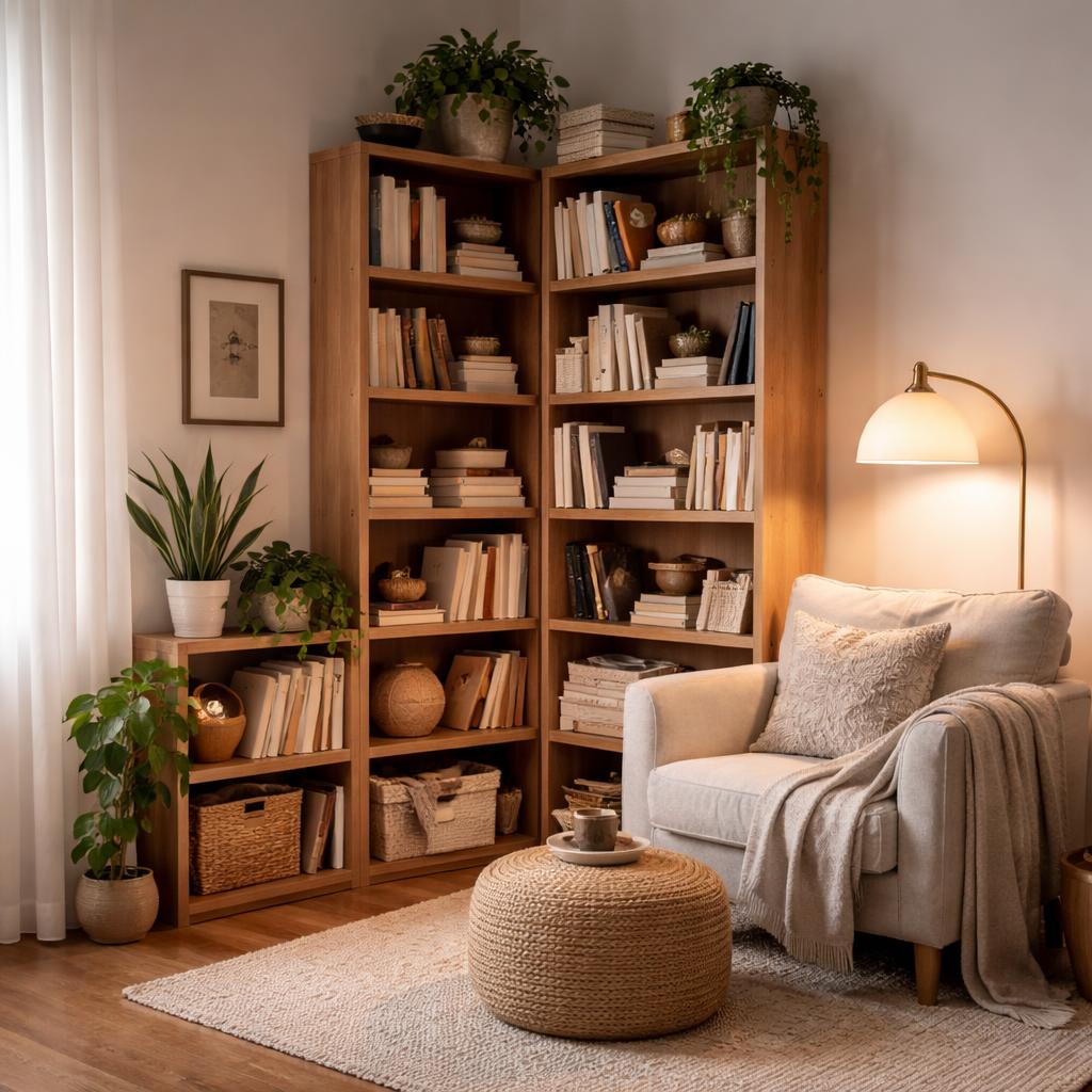 bookshelves and ladder shelves for cozy corners