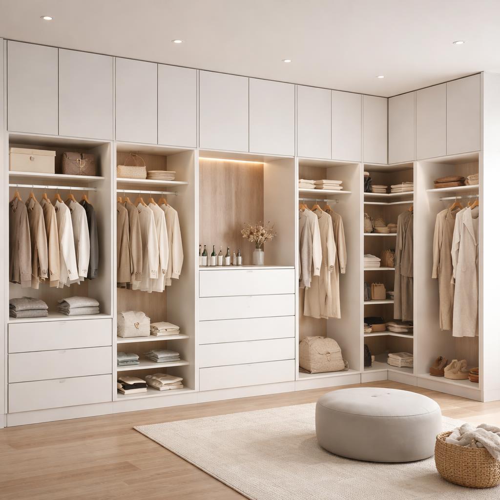 Matte white wardrobe units