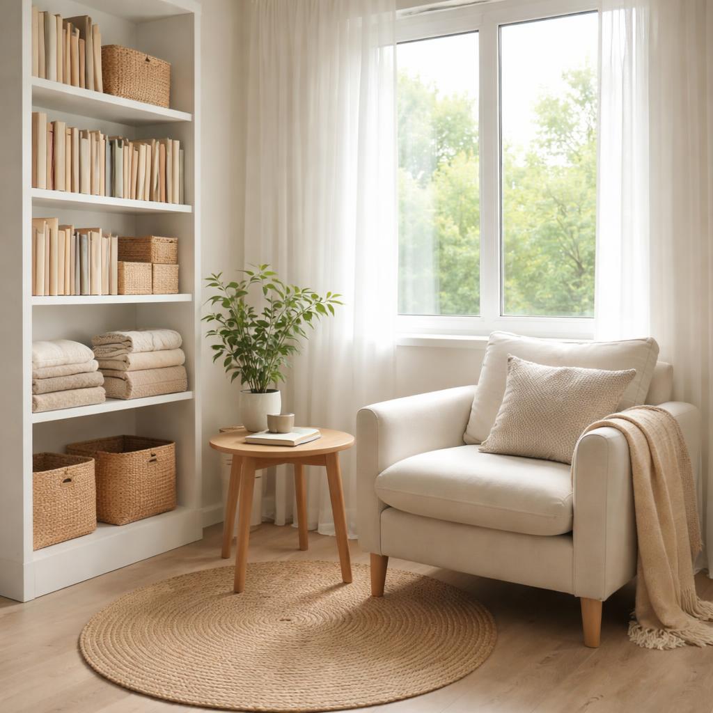 organized reading nook