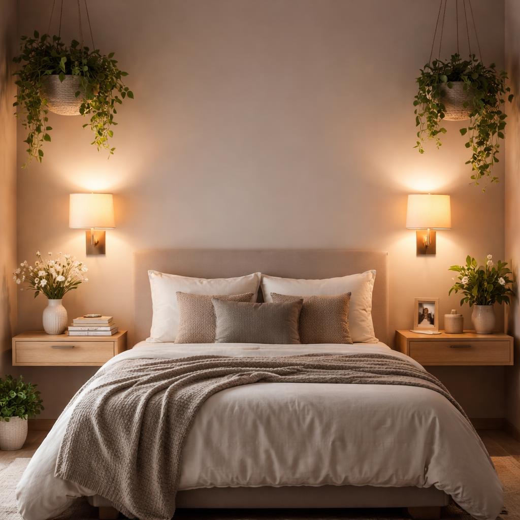 Floating nightstands minimalist bedroom