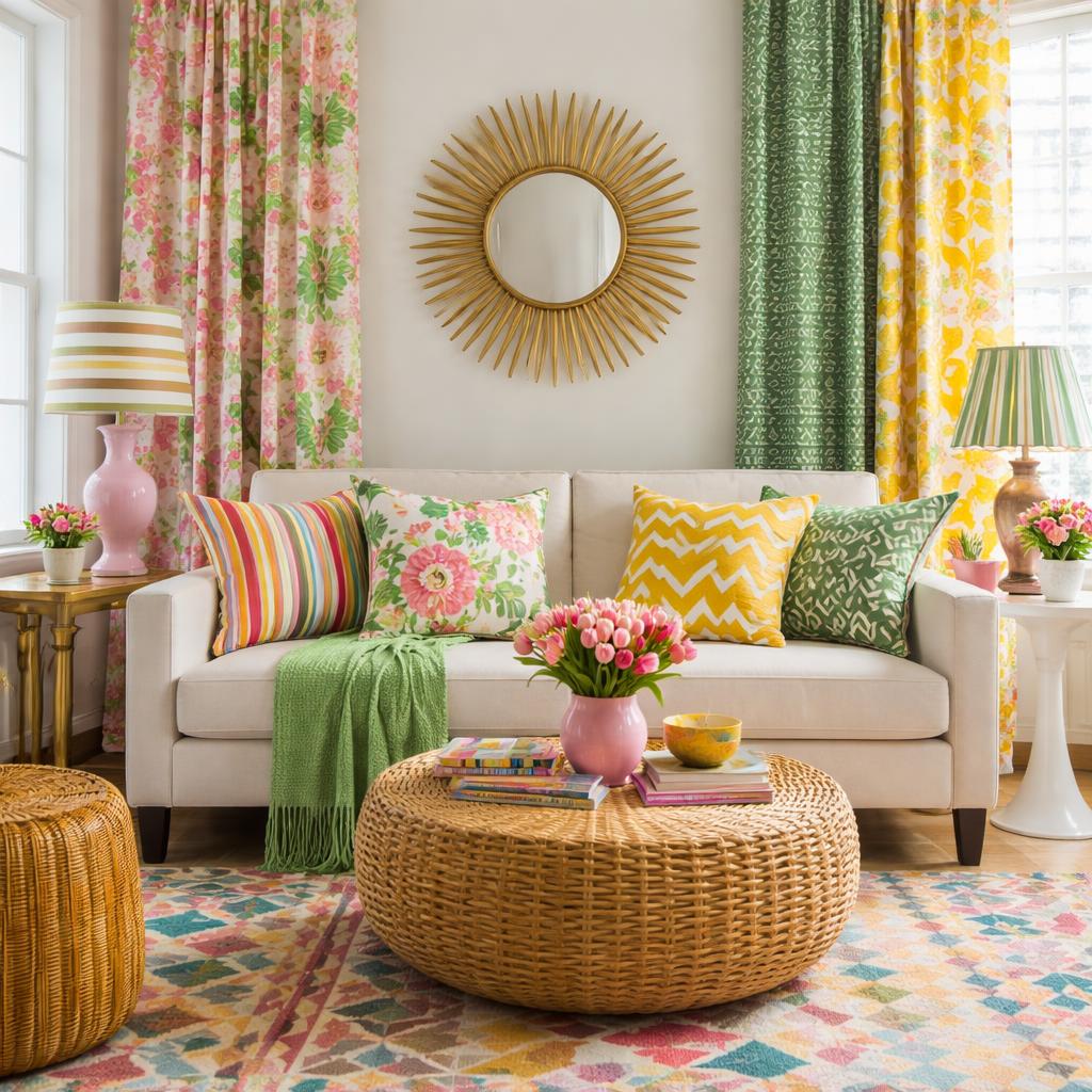 Mix pattern living room decor