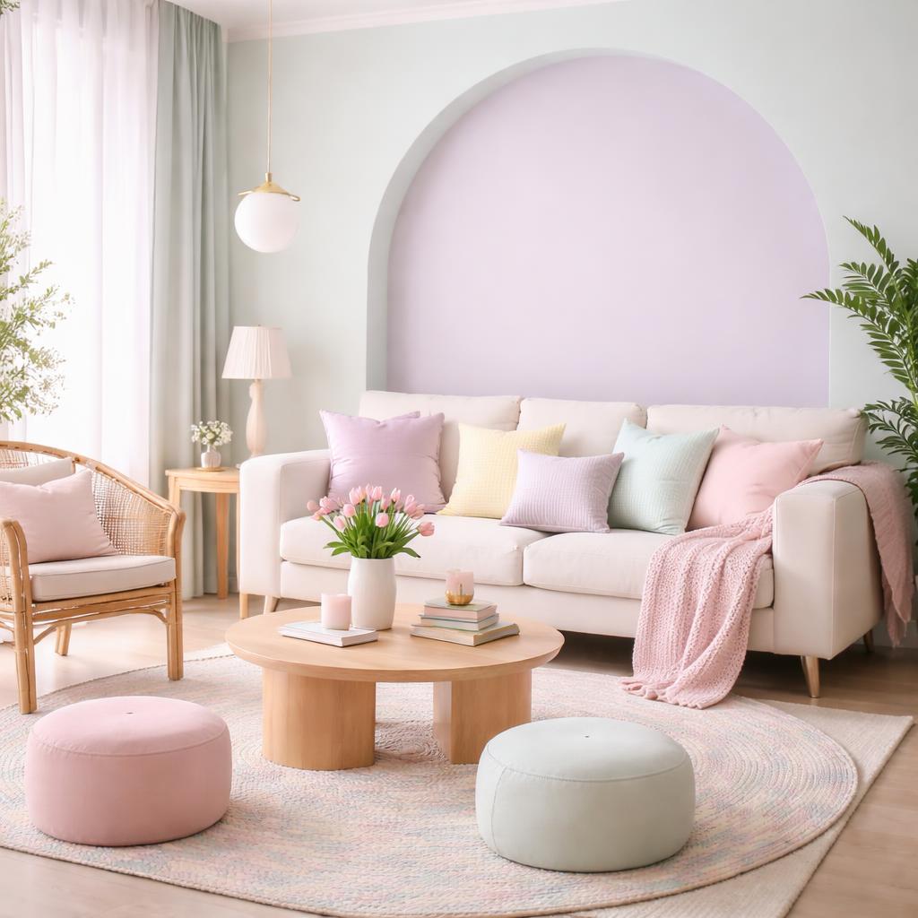 Pastel living room decor