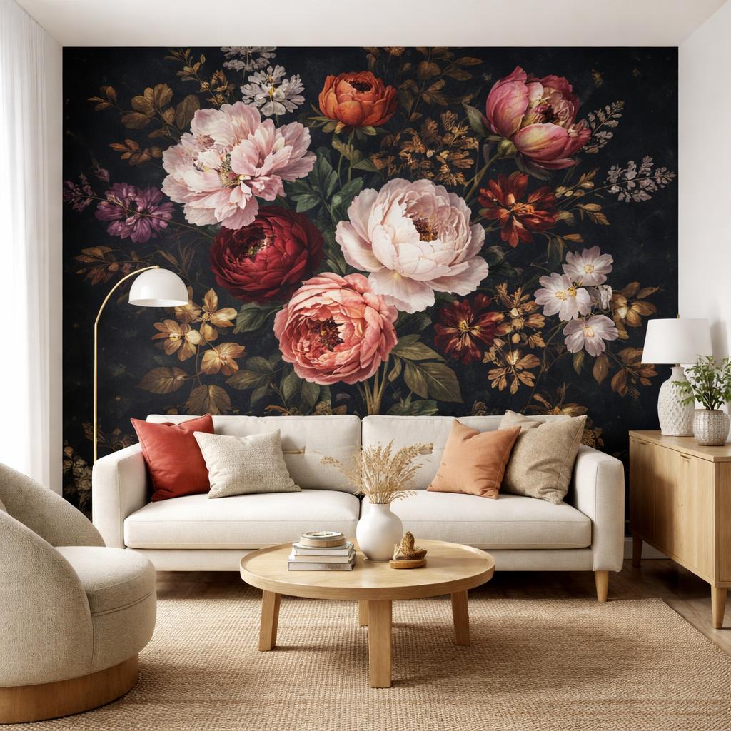 Whimsical wallpaper living room