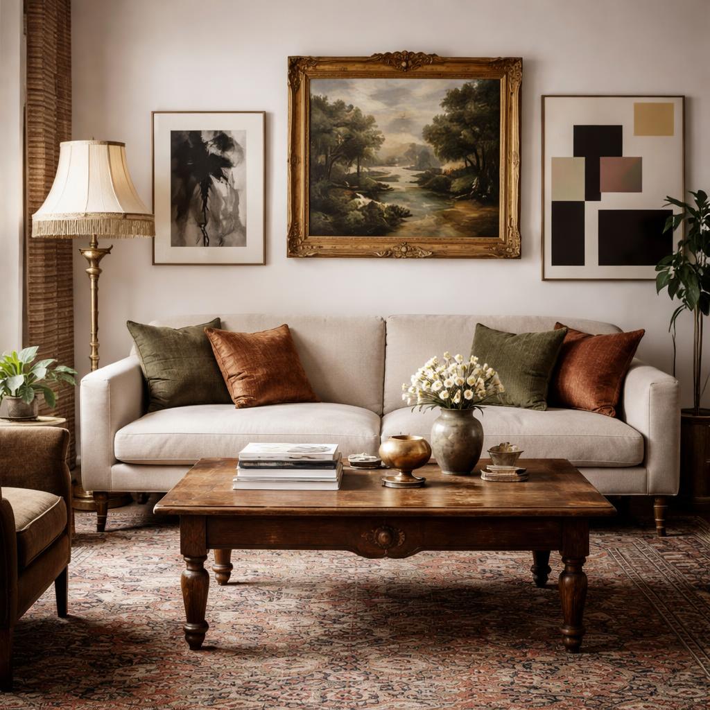 Vintage modern mixed living room