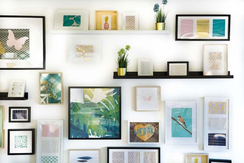 Framed fabric used as affordable DIY wall art