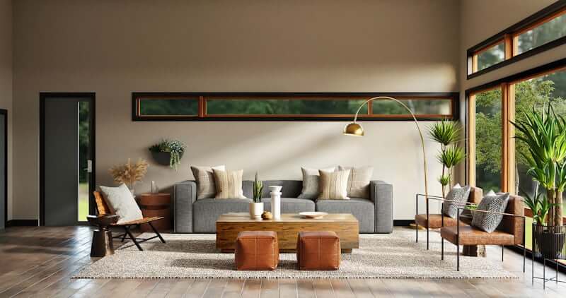 Finished room styled with warmth and personal touches