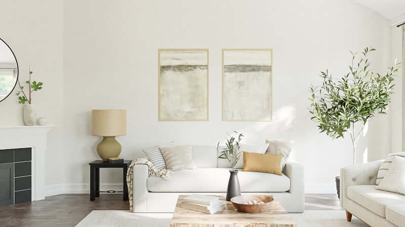 Light cream walls reflecting natural light in a small room