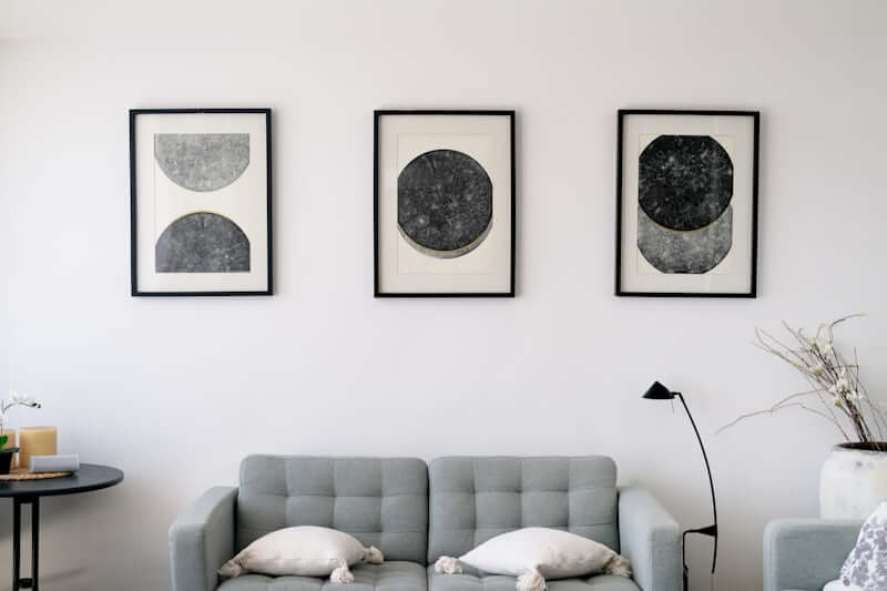 minimalist embroidery hoop triptych wall display