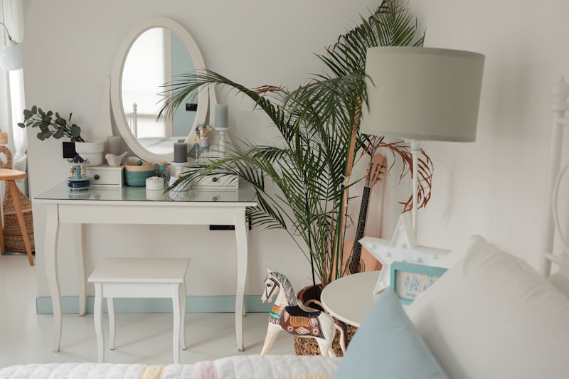 Decluttered bedroom dresser with one styled object on top