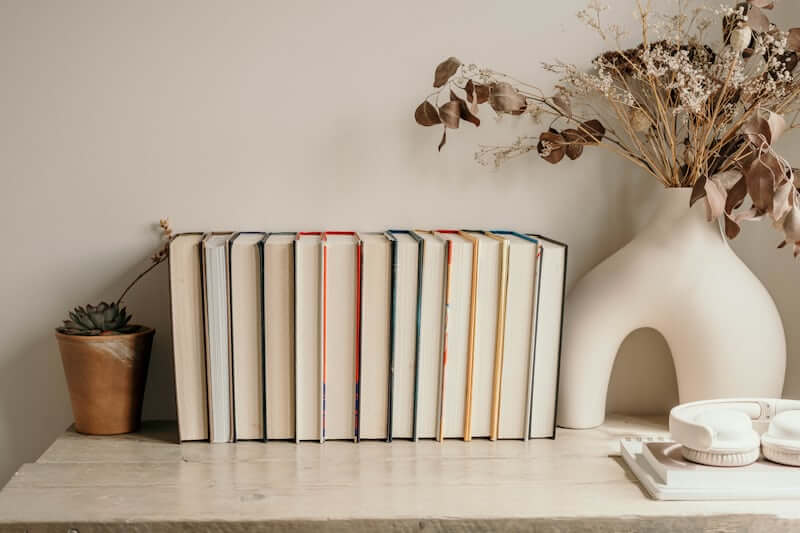 cozy styled shelf decor